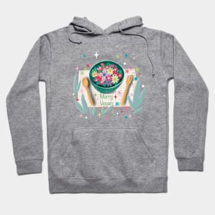 Merry Vegan Funny Floral Christmas Hoodie